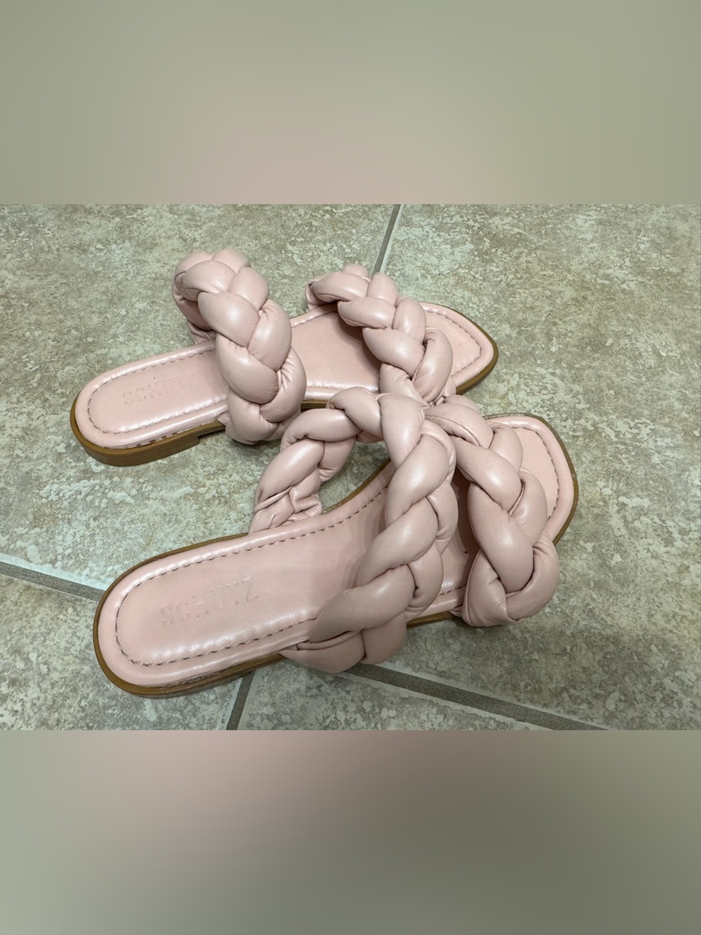 SCHUTZ Pink Braided Double-Strap Slide Sandals - Picture 2 of 3